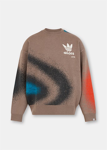 Brown SFTM x Adidas Jacquard Knitted Sweater