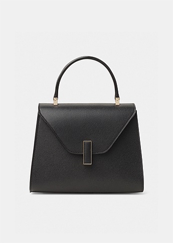 Iside Mini Black Grained Leather Bag