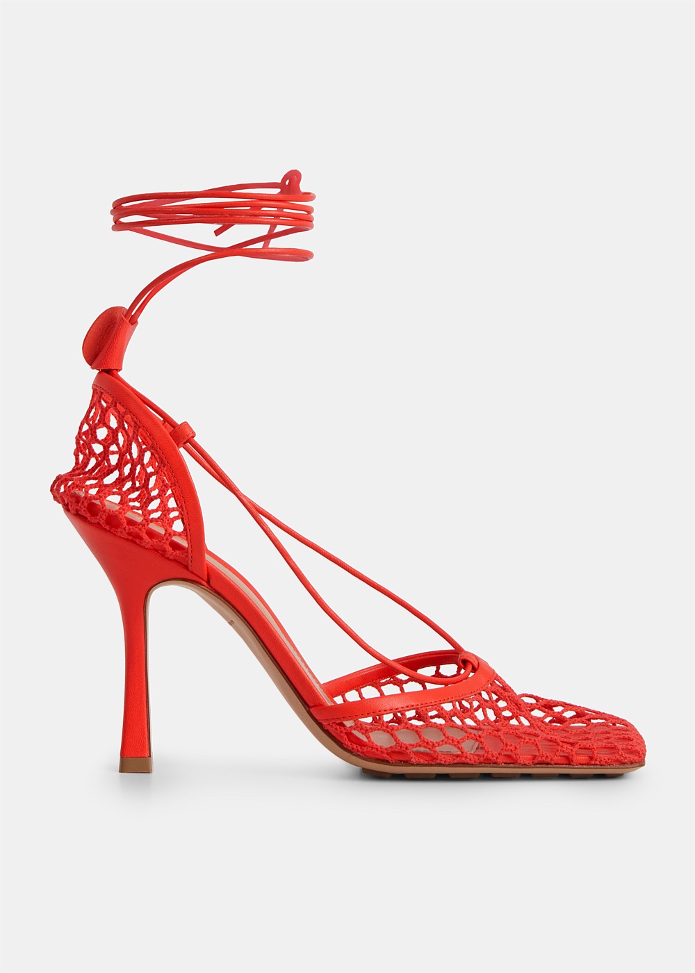 Shop Bottega Veneta Red Web Sandals Harrolds Australia