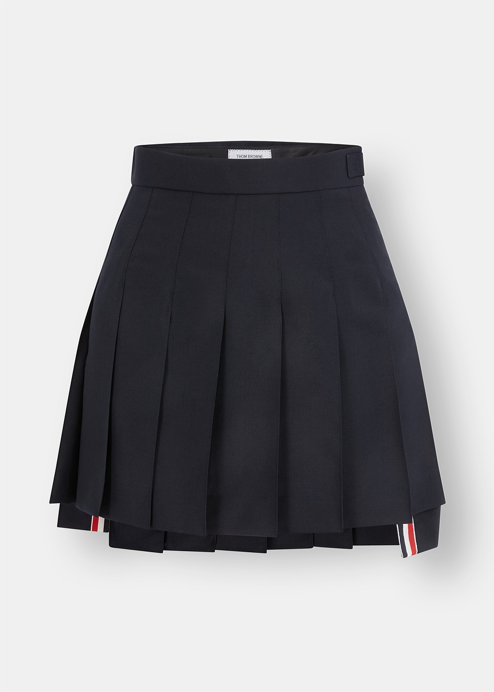 Shop Thom Browne Navy Pleated Mini Skirt | Harrolds Australia