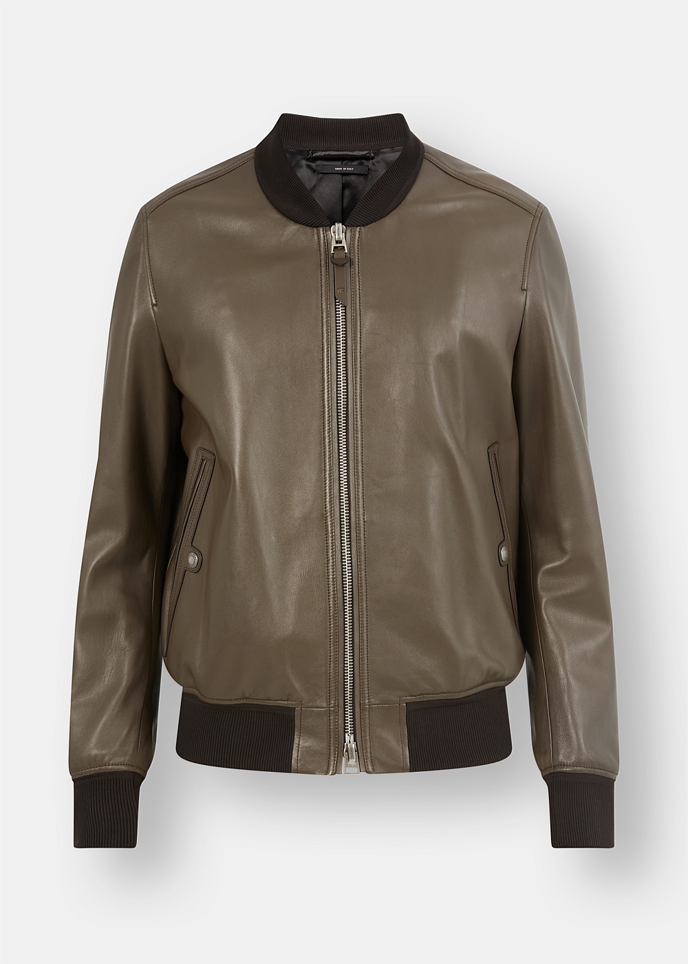 New Arrivals - Brown Leather Bomber Jacket