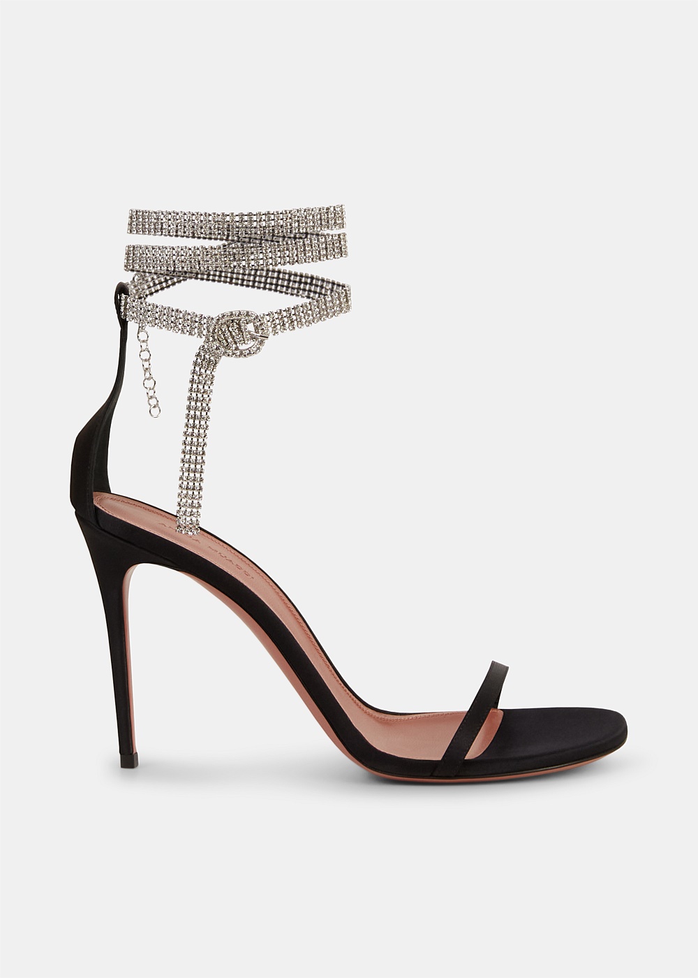 Shop Amina Muaddi Giorgia Satin Crystal Embellished Sandal | Harrolds ...