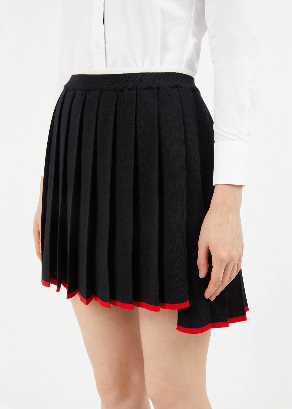 Shop Thom Browne Navy Ripstop Pleated Mini Skirt | Harrolds Australia
