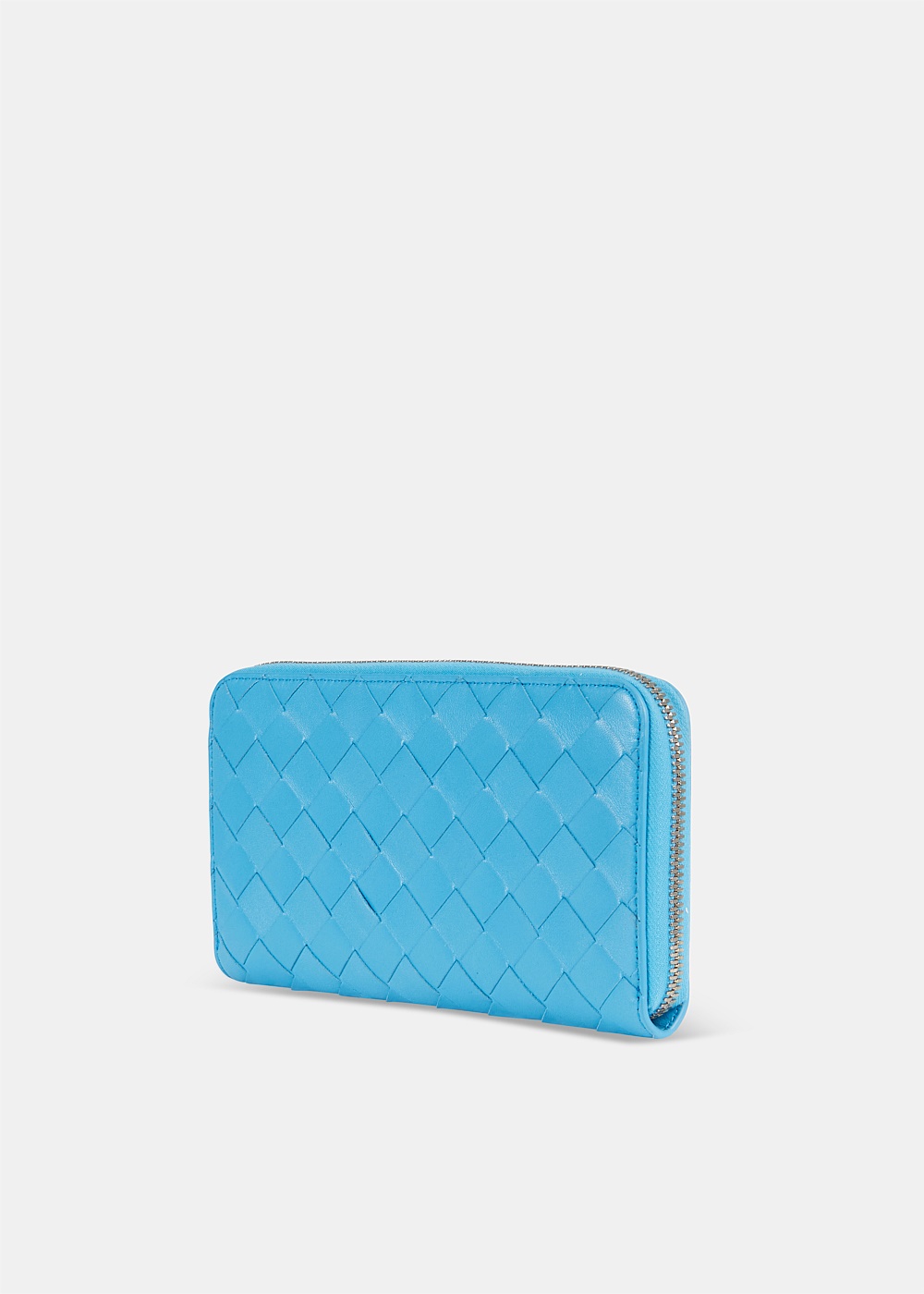 Bottega Veneta Bottega Veneta Wallet Intrecciato Nappa Leather Zip Around Wallet Pale Blue 
