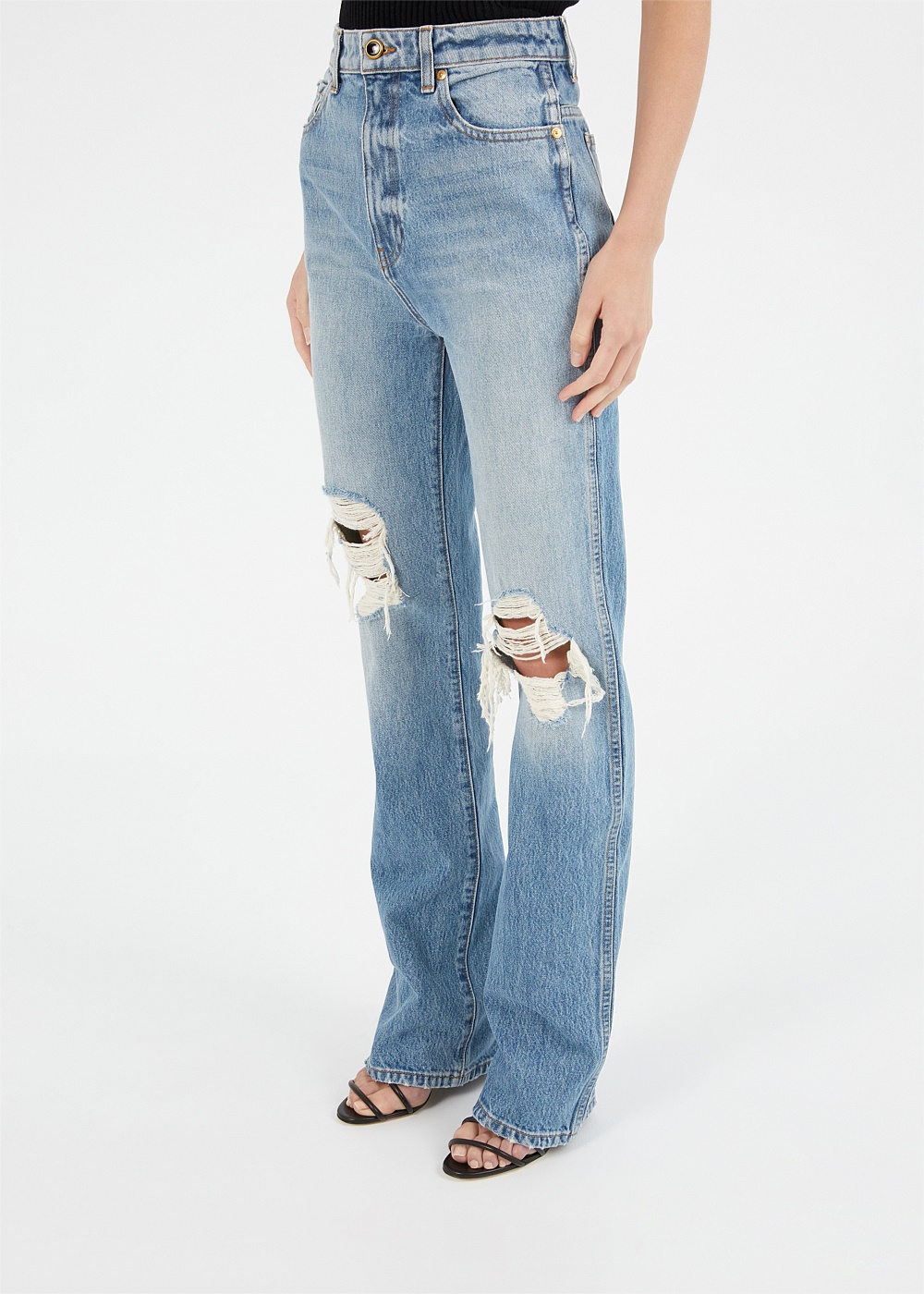 Shop Khaite Danielle Straight-Leg Distressed Jeans | Harrolds Australia