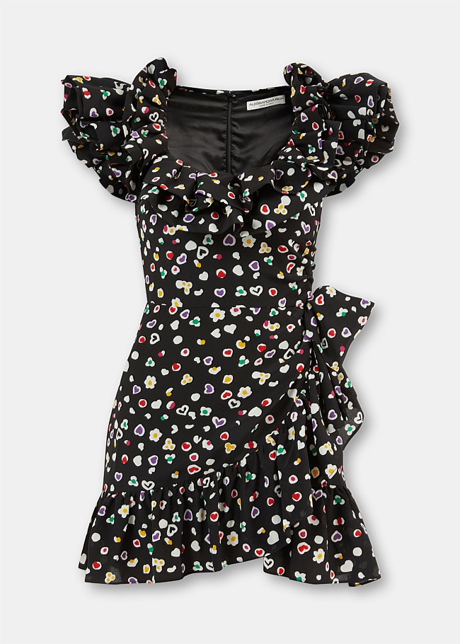 Black Heart Flower Mini Dress