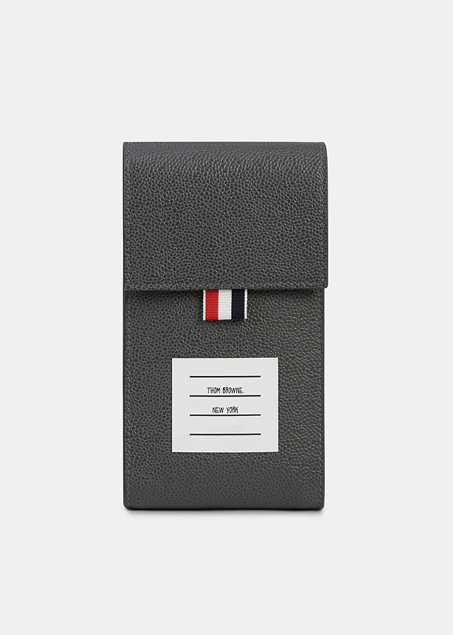 Grey Logo Detailed Phone Holder Crossbody Bag
