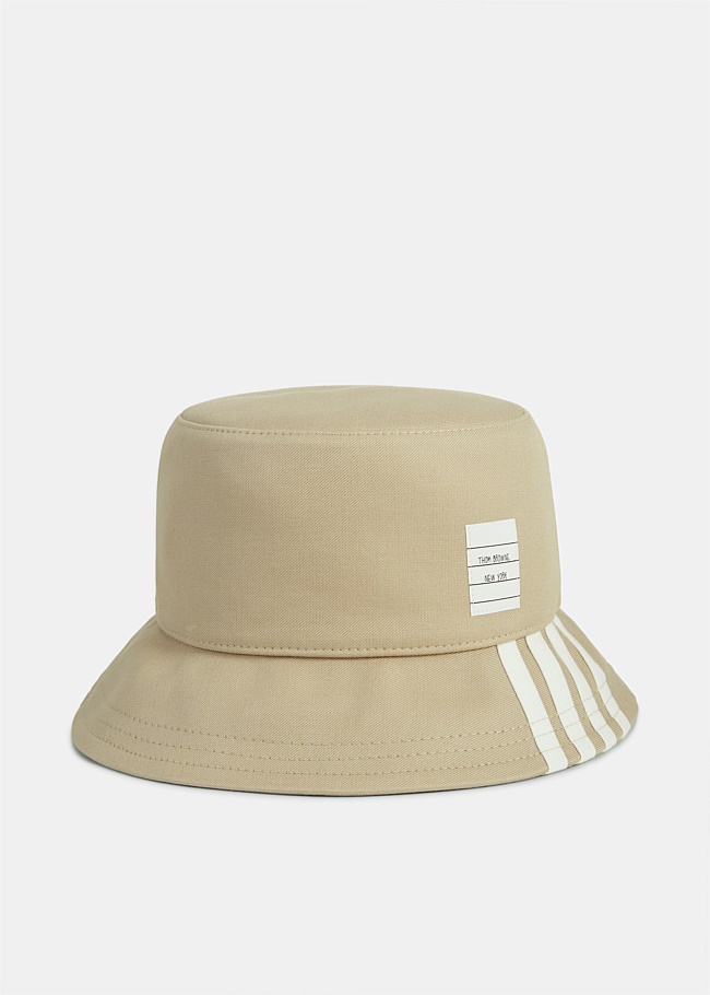 Beige 4-Bar Bucket Hat