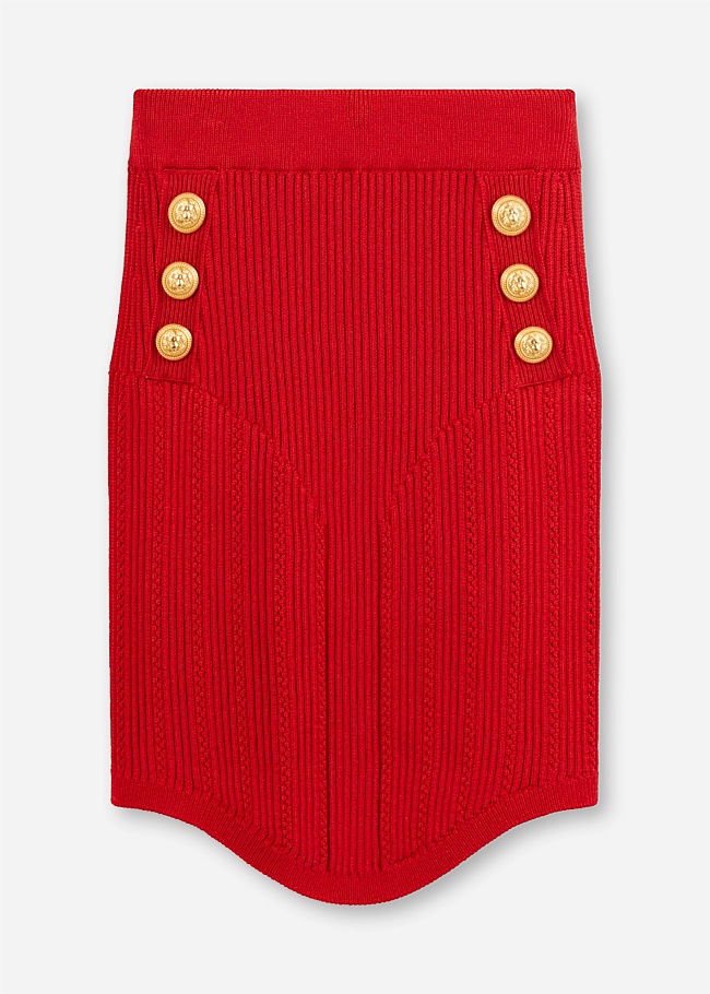 Red Six Button Skirt