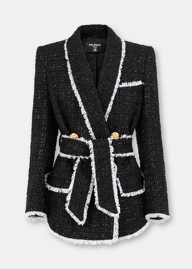 Black Six Button Tweed Jacket