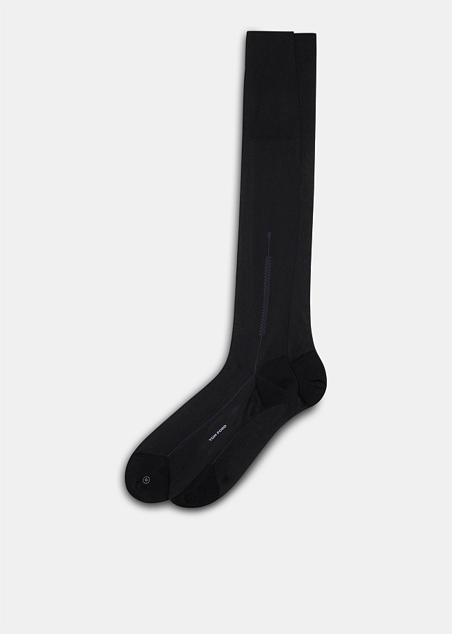 Black Cotton Ribbed Socks
