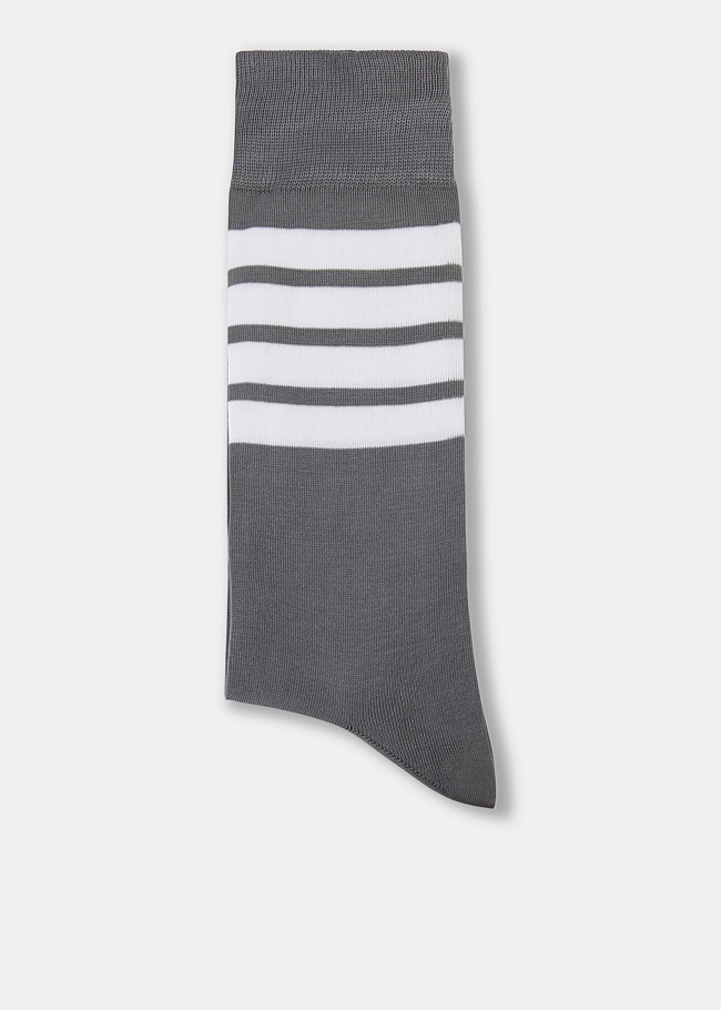 Medium Grey RWB Stripe 4-Bar Socks