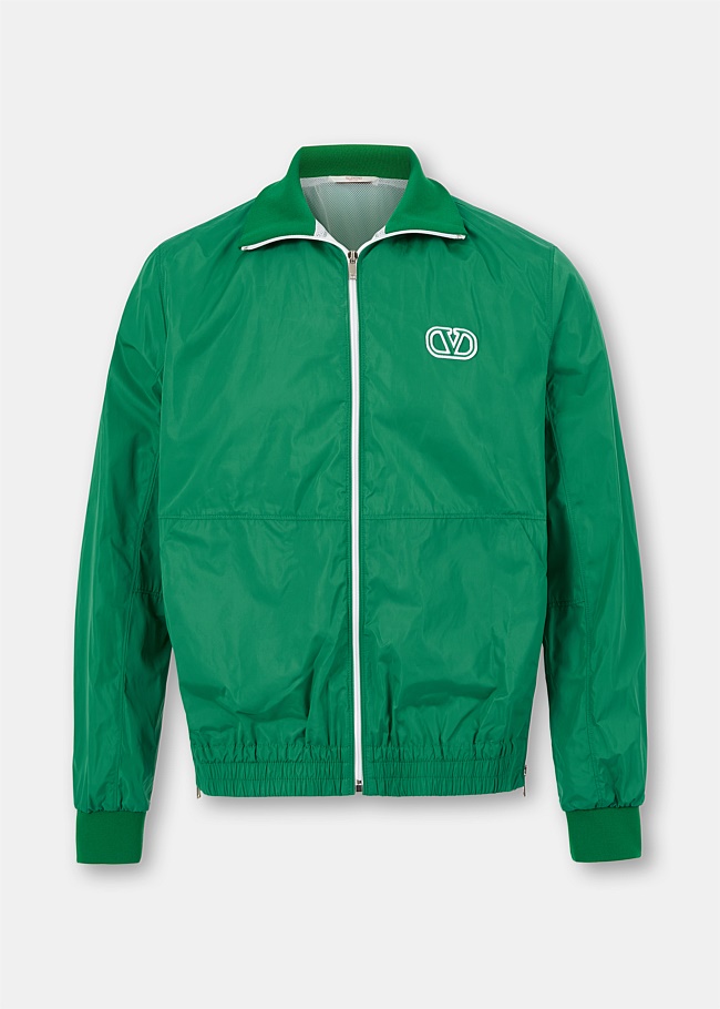 Green Nylon Zipped Jacket