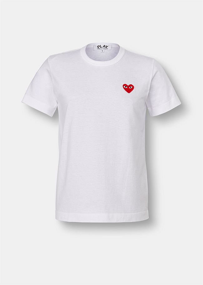 Classic Embroidered Heart White T-Shirt