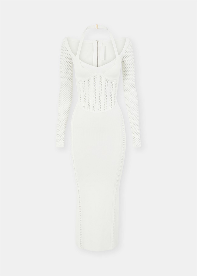 Ivory Column Corset Maxi Dress