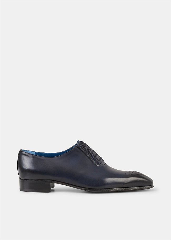 Navy Leather Oxford Shoes