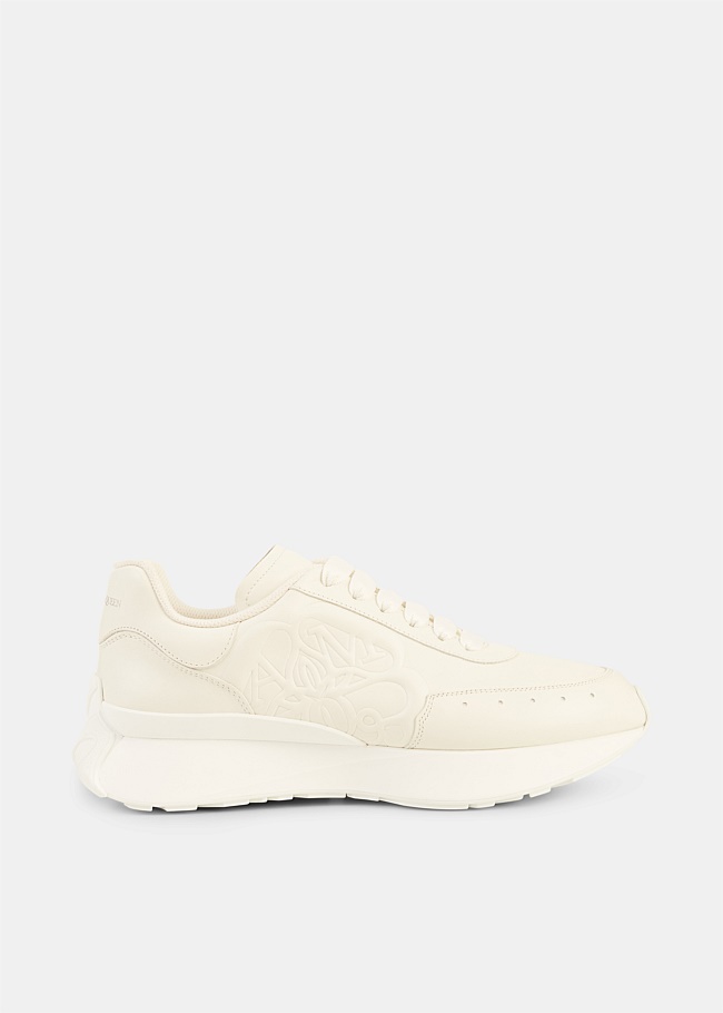 Shop Alexander McQueen White Embossed Low-Top Sneakers | Harrolds Australia