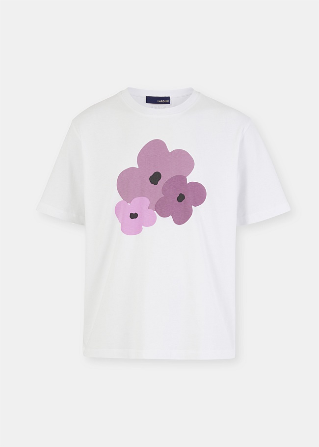 White & Pink Flower Short Sleeve T-Shirt