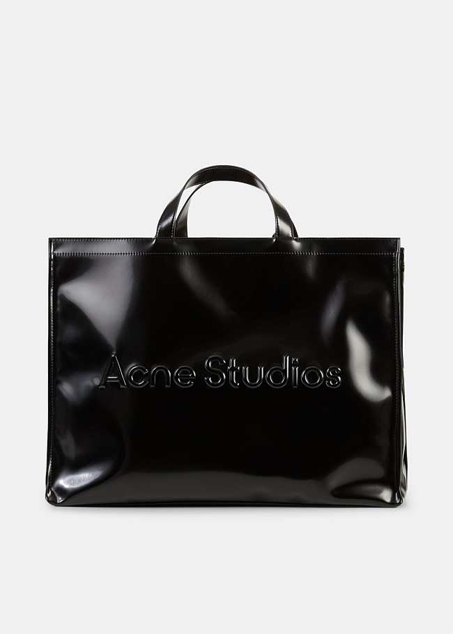 Black Logo Shopper Tote Bag