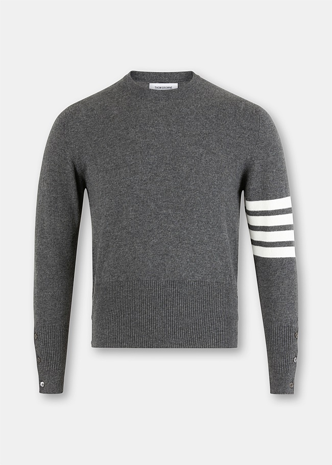 Medium Grey 4-Bar Pullover Cashmere Sweater