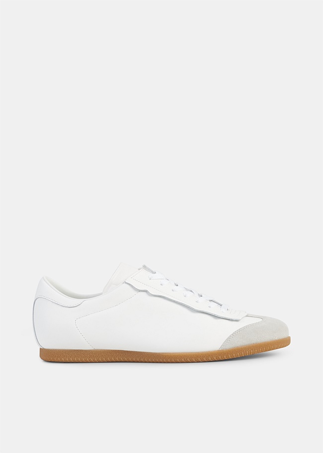White Panelled Lace Up Sneaker 