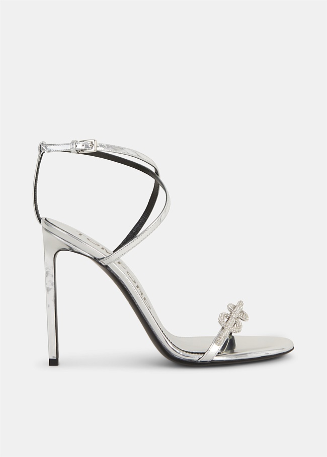 Silver Chain Ankle Wrap Sandals