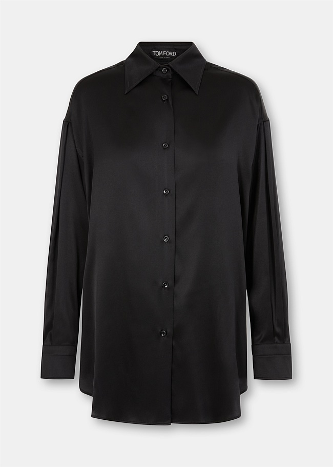 Black Silk Satin Shirt