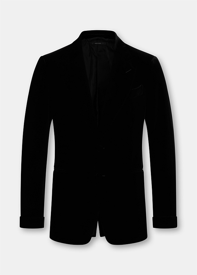 Black Viscose Velvet Shelton Cocktail Jacket