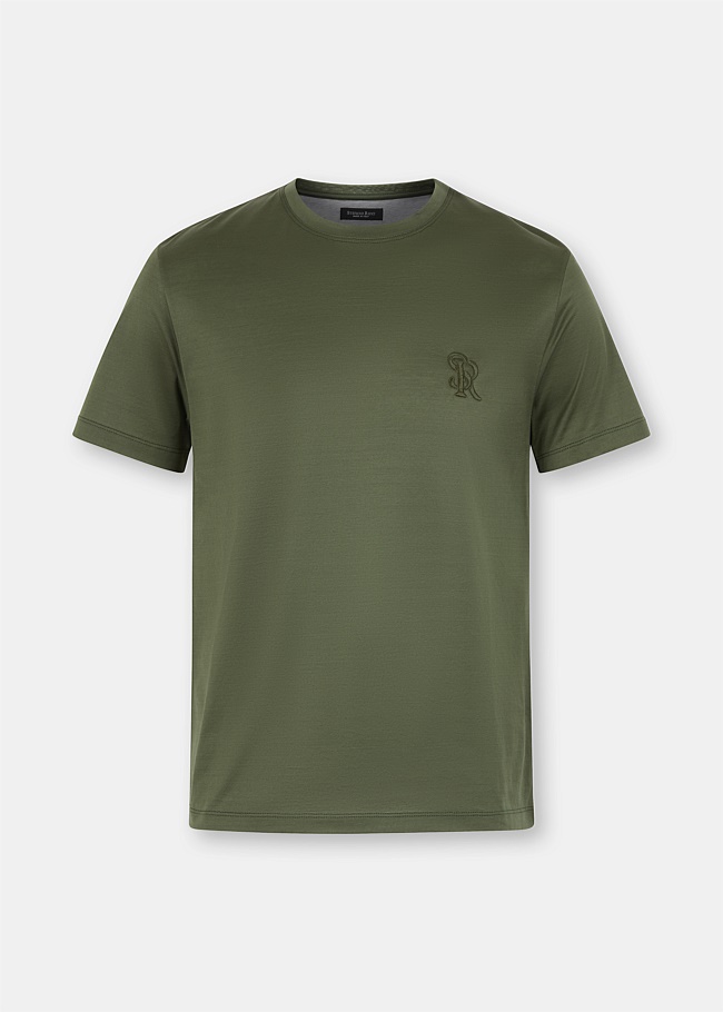 Dark Green Logo Embossed T-shirt