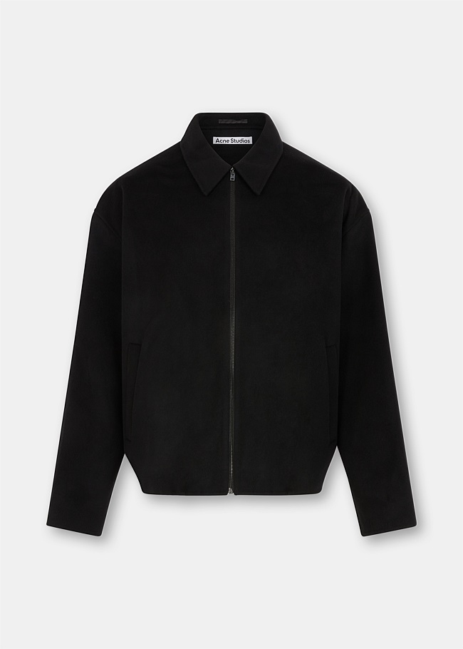 Black Wool Zipper Jacket
