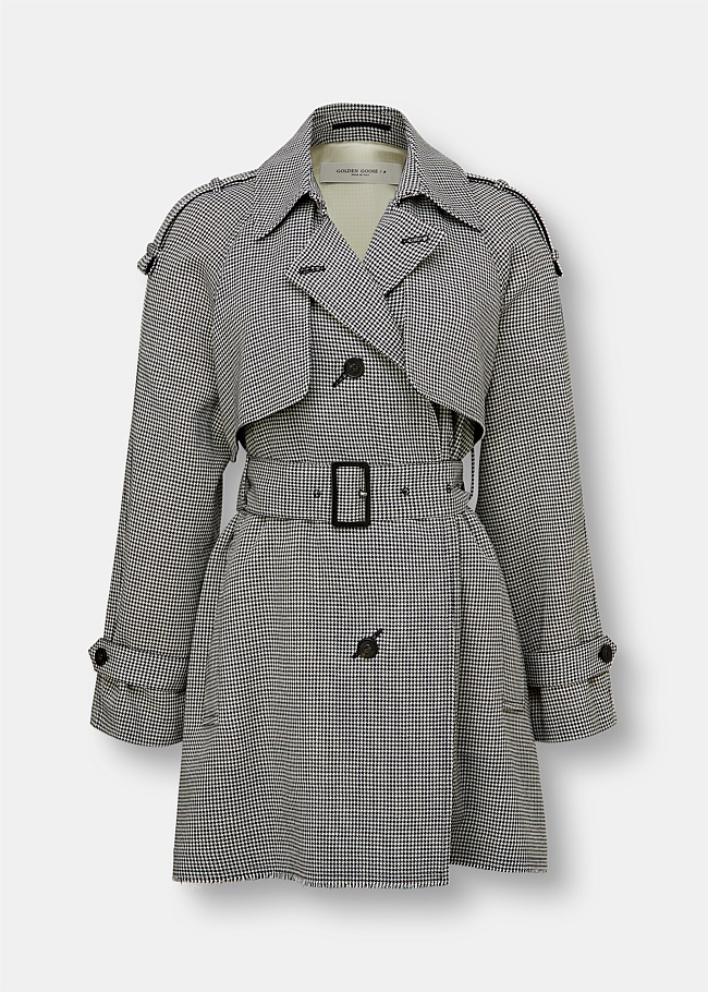 Serenity Houndstooth Trench Coat
