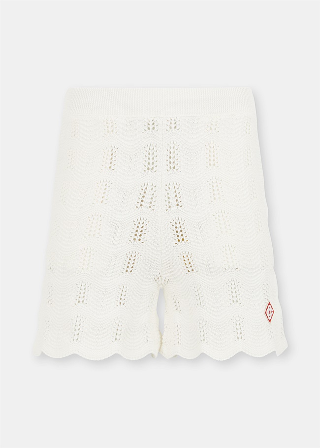 White Wave Crochet Shorts