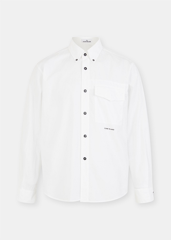 White Long Sleeve Overshirt