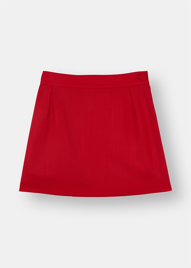 High Waist Wool Mini Skirt
