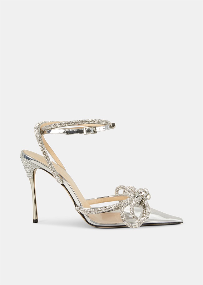 Double Crystal Bow Clear Heels