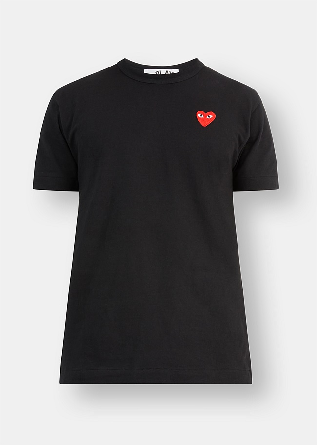 Black Heart Embroidered Short Sleeve T-Shirt