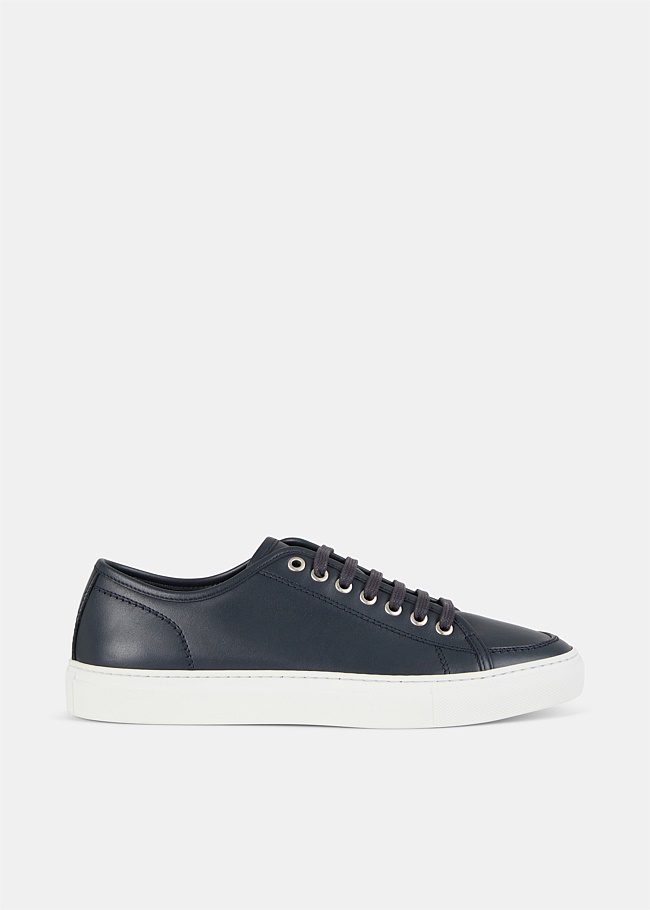 Lace Up Leather Low-Top Sneakers 
