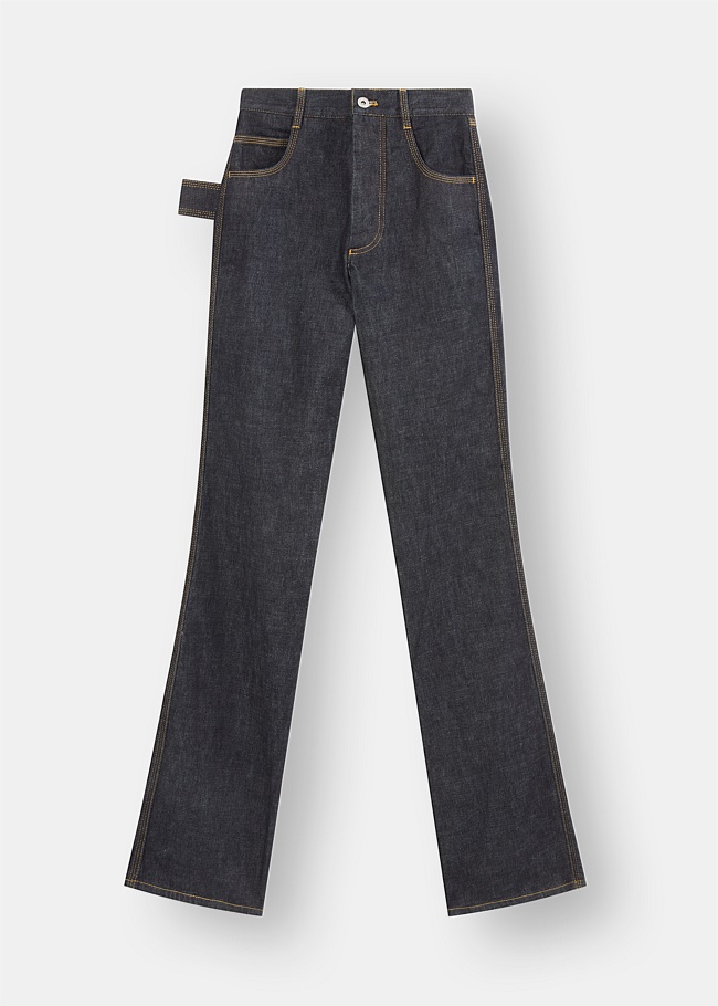 Contrast Stitch Raw Denim Jeans