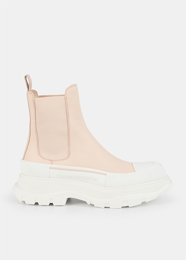 Tread Leather Pale Pink Ankle Boots 
