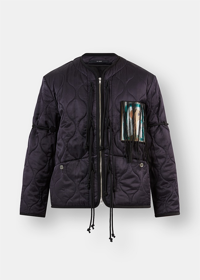Navy Aqua Boogeyman Quilted Patch Jacket
