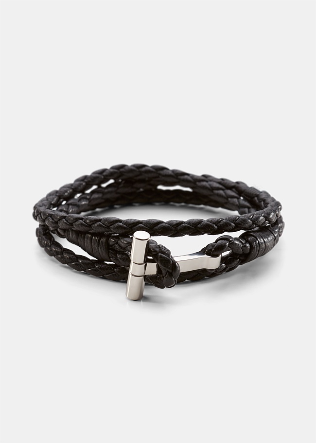 T Woven Leather Bracelet