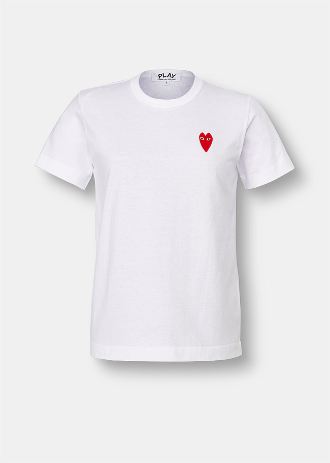 Embroidered Large Heart White T-Shirt