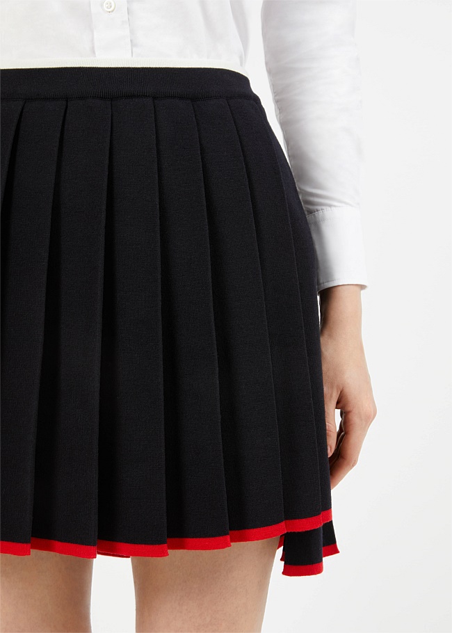 Shop Thom Browne Navy Ripstop Pleated Mini Skirt | Harrolds Australia