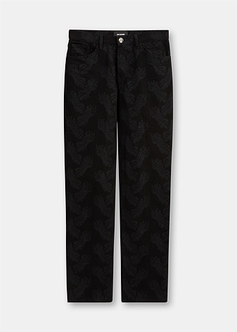 Black Printed Denim Jeans