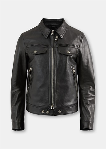 Leather Zip Blouson Jacket