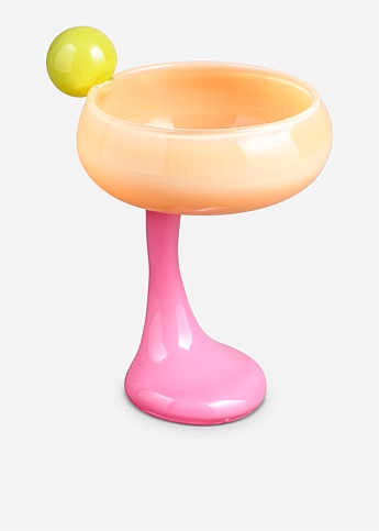Lime, Creamy Melon and Pink Bon Bon Cocktail Glass With A Twist