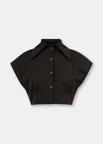 Black Sleeveless Crop Shirt