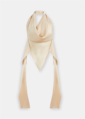 Taupe Silk Scarf Top