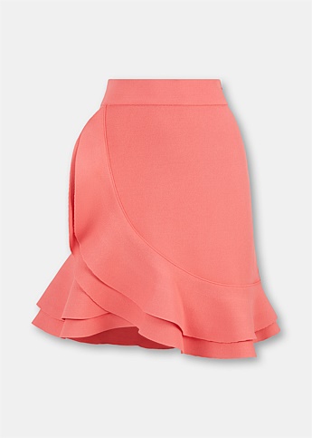 Coral Ruffled Mini Skirt