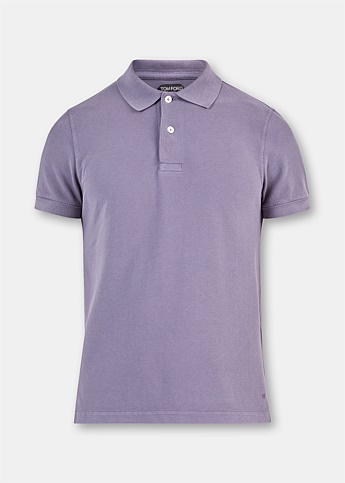 Lilac Garment Dyed Polo Top